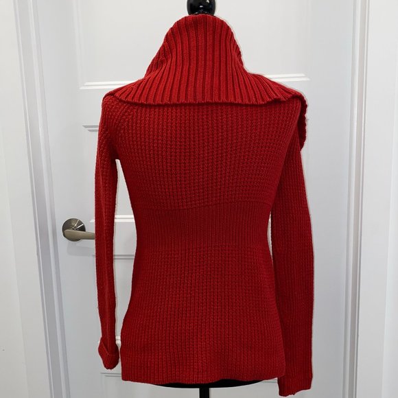 Fall Chunky Red Sweater Cardigan Button Up size Small - Picture 3 of 7